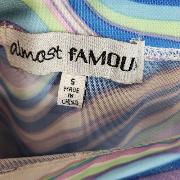 Almost Famous Groovy Bae Mesh Mini Dress - Blue/combo - Size Small - Picture 7 of 9